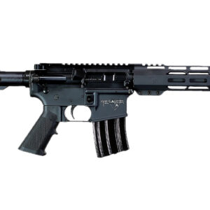 Black AR-style semi-automatic rifle on white background