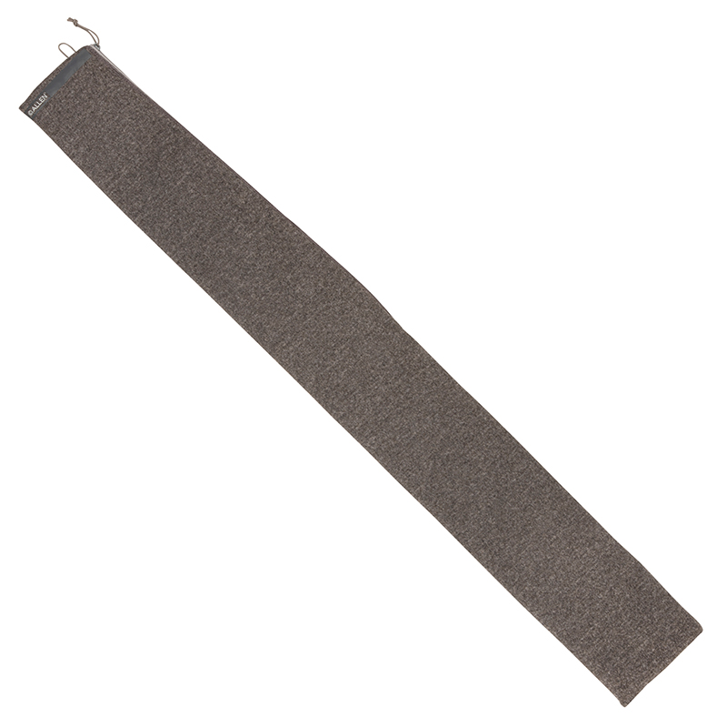 Long brown zippered fabric sleeve with wrist strap