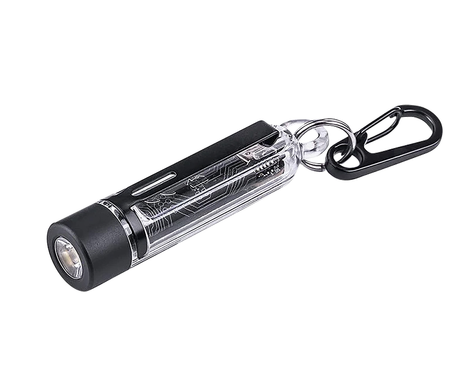 Compact LED flashlight keychain with carabiner clip