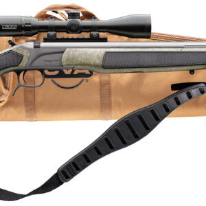 Scoped hunting rifle with sling and soft case