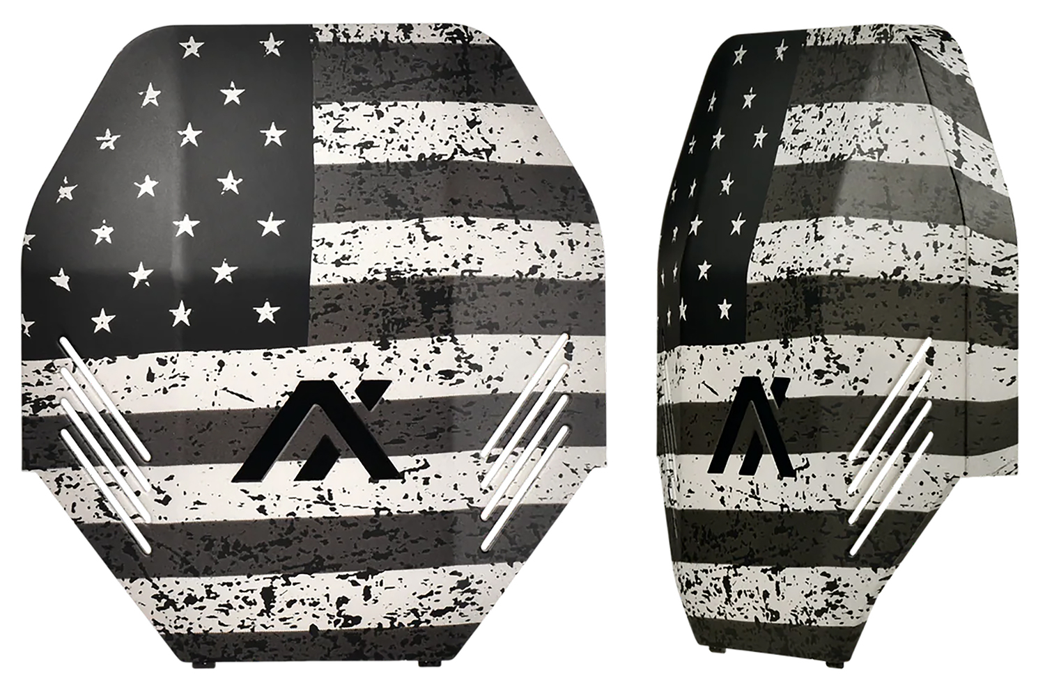 Black and white American flag coffin design