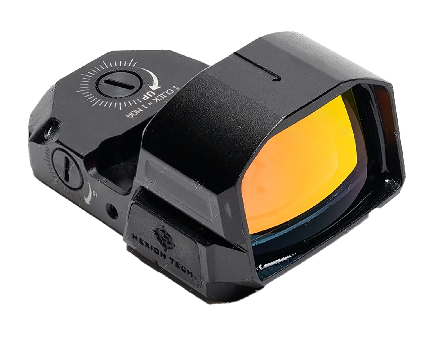 Compact reflex red dot sight with amber lens