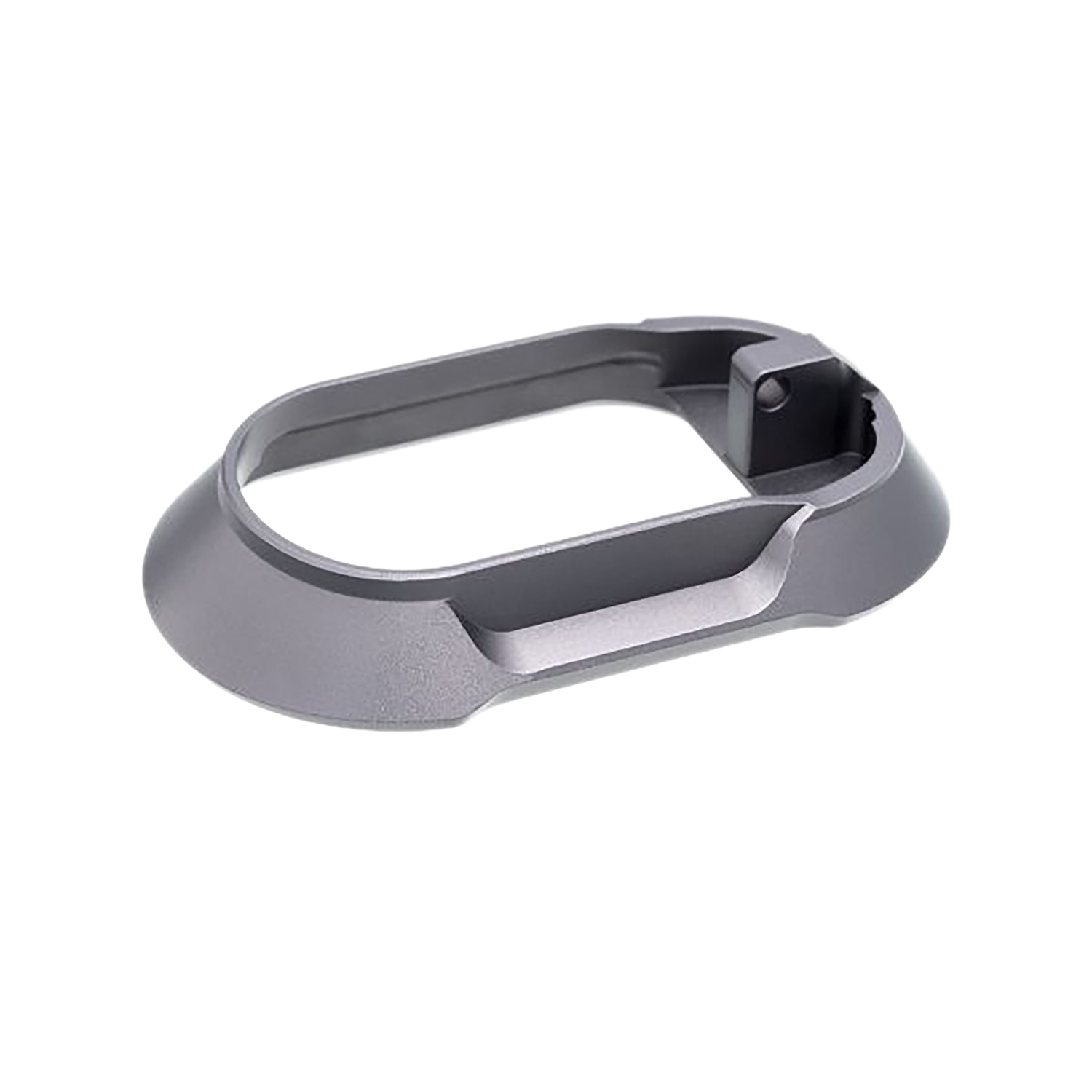 Gray aluminum handgun magwell accessory