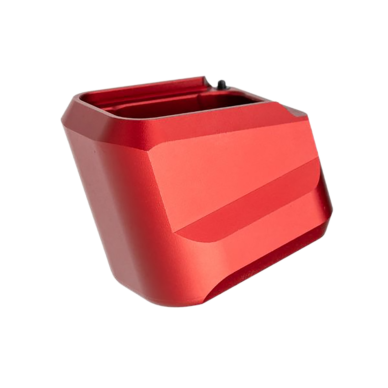 Red aluminum pistol magazine base plate extension