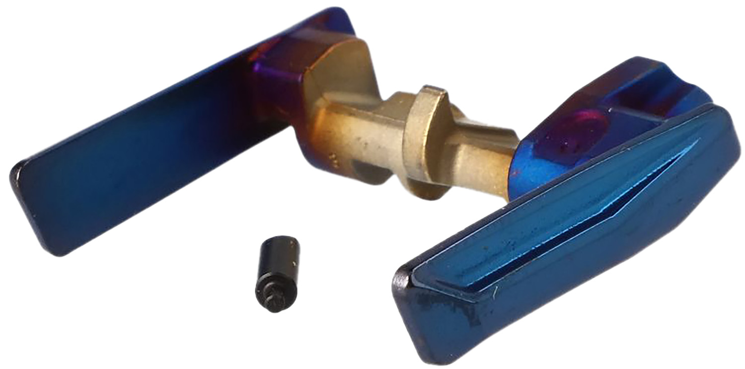 Brass ball valve with blue handles and cap