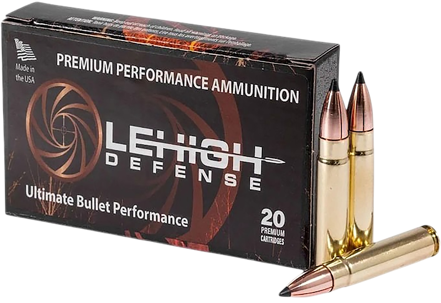 Box of rifle ammunition with three cartridges