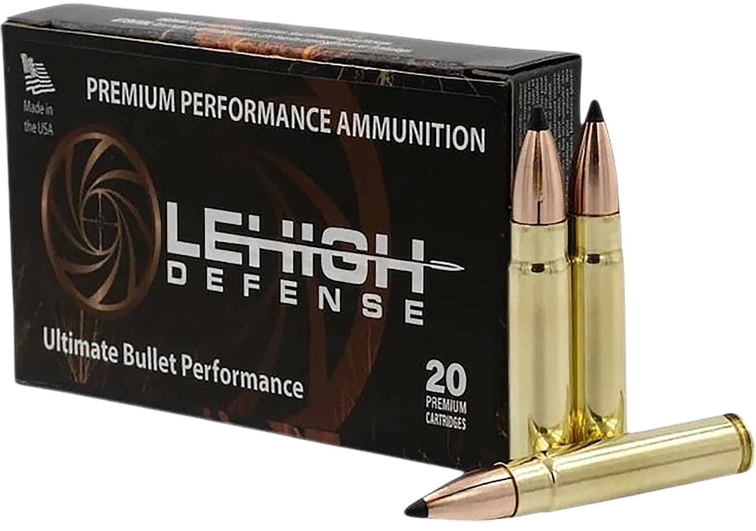Box of Lehigh Defense premium ammunition with bullets