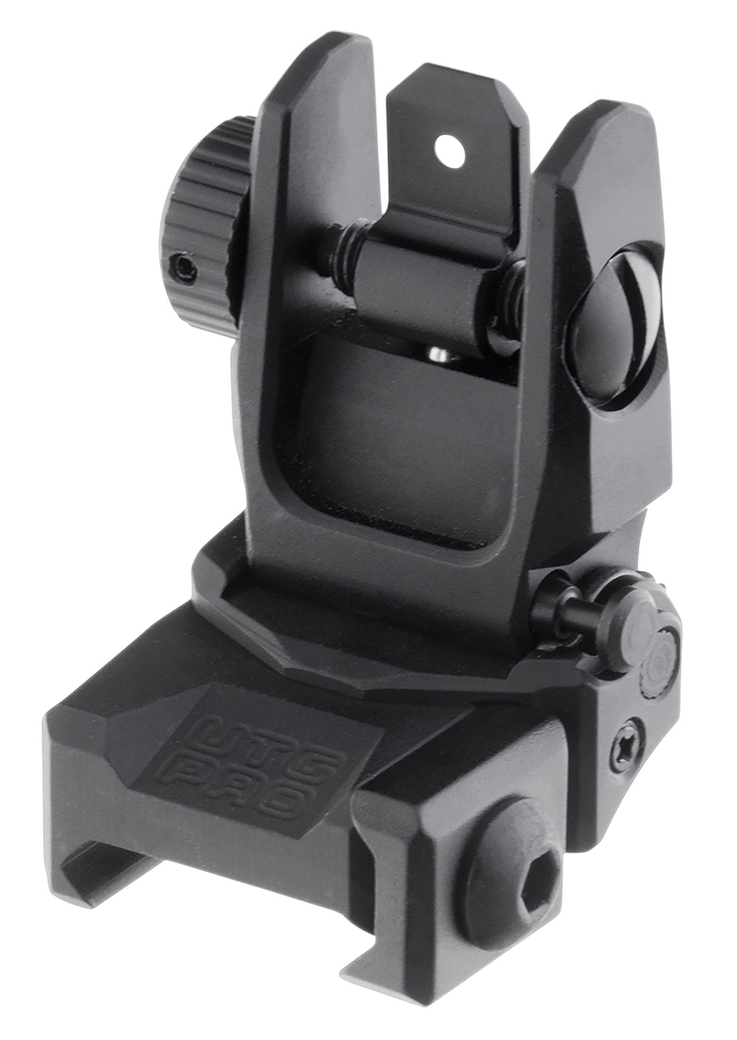 Black flip-up rear iron sight for rifle
