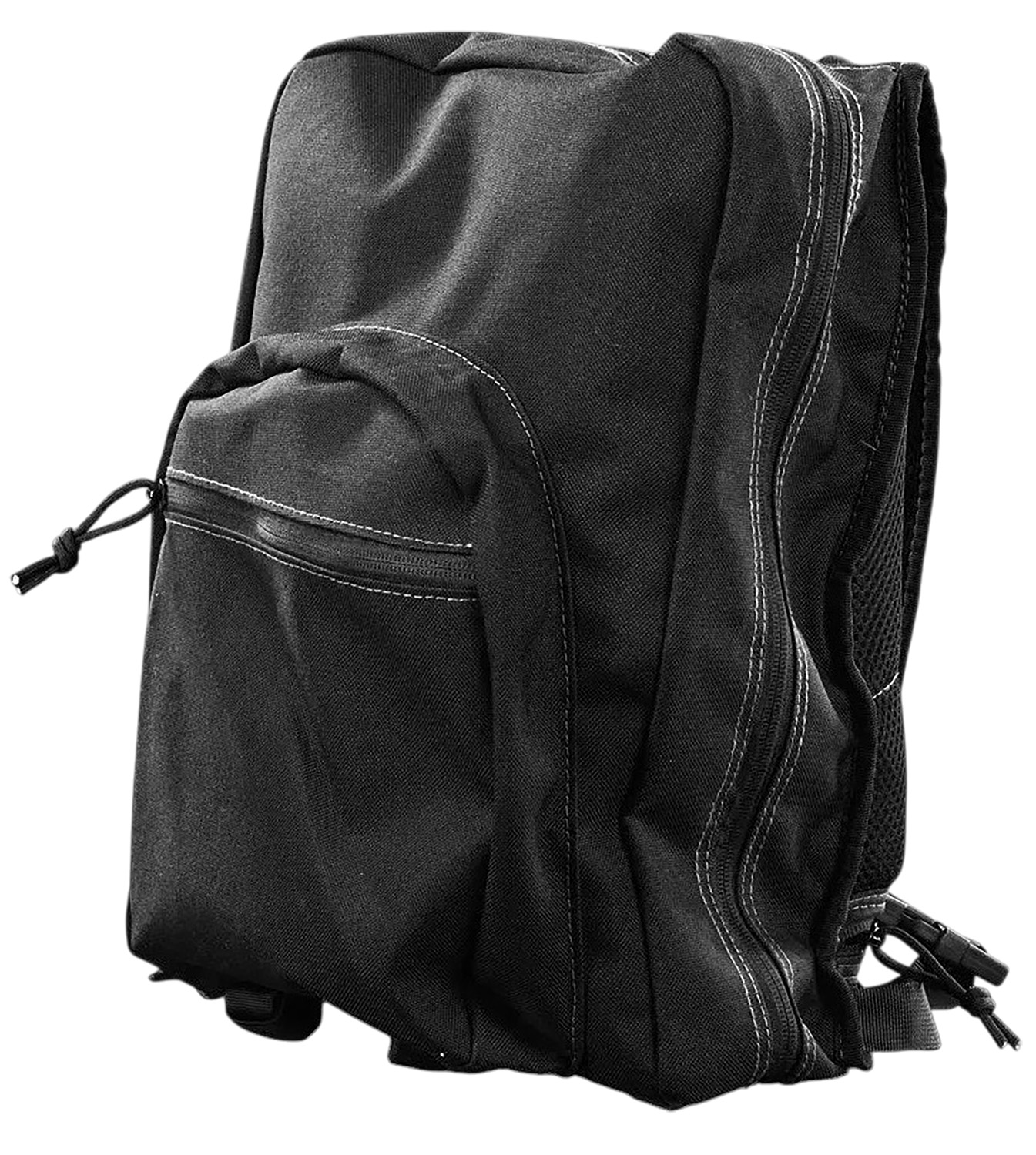 Black backpack with front zippered pocket