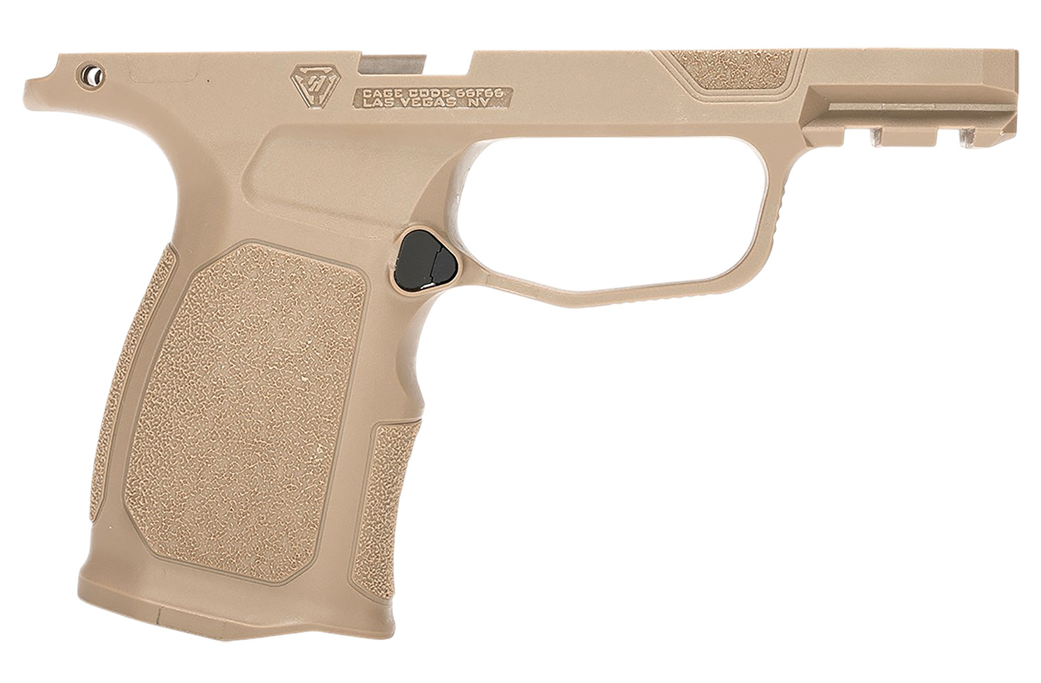 Tan polymer handgun frame without slide