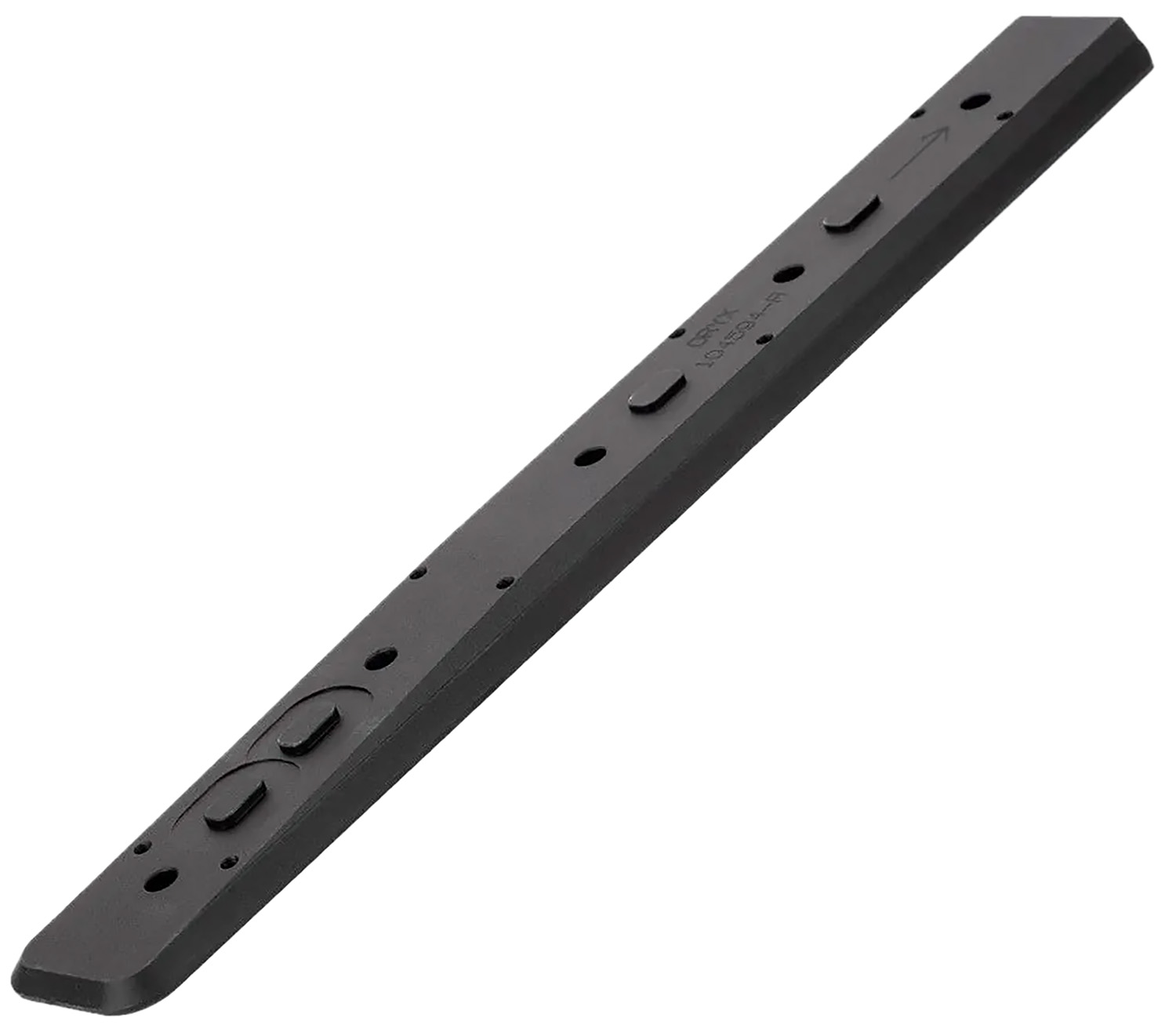 Black metal mounting bracket with multiple holes