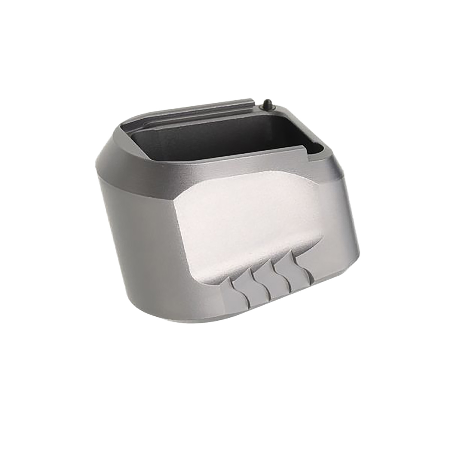Silver handgun magazine base plate extension