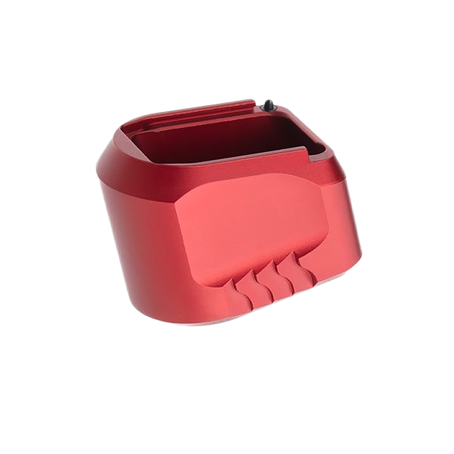 Red anodized aluminum pistol magazine extension base