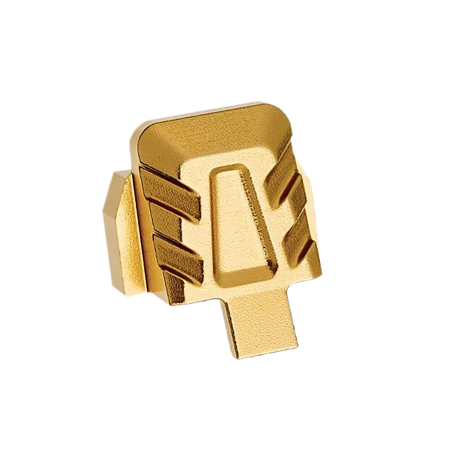 Gold 3D letter T on white background
