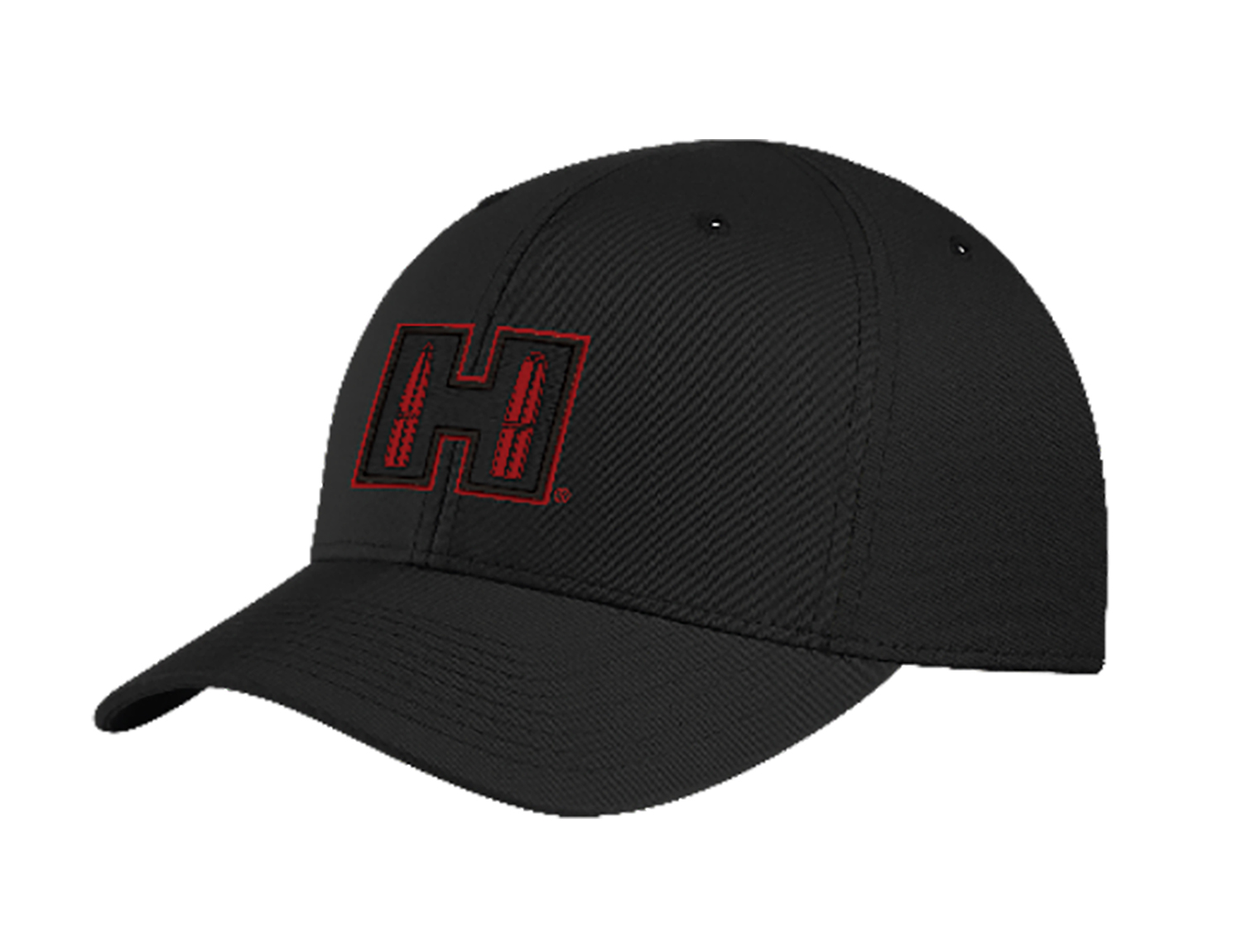 Black baseball cap with red H logo