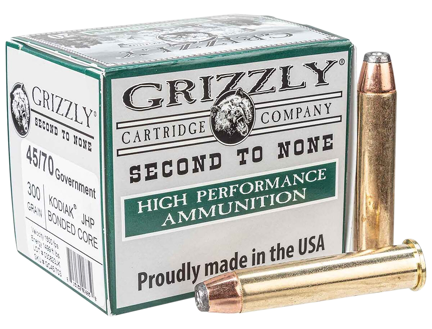 Grizzly 45/70 ammunition box and cartridges
