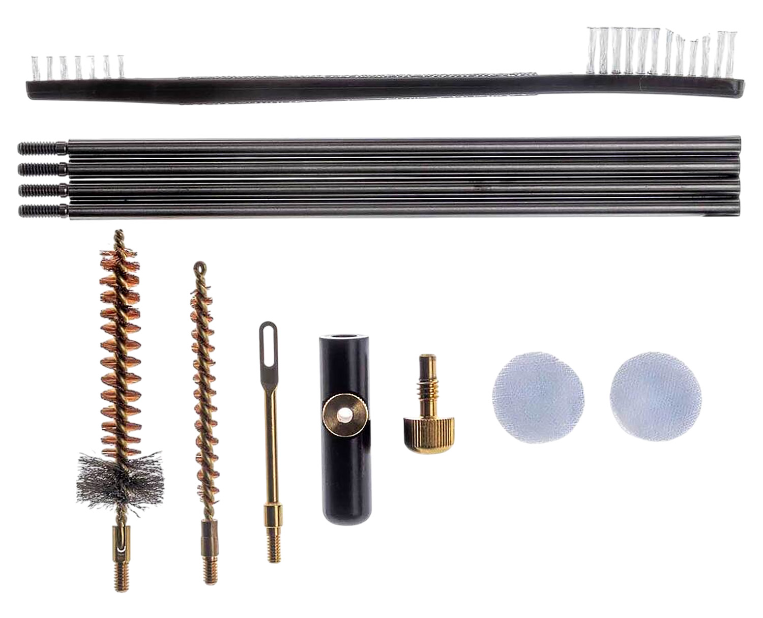 Gun cleaning kit with rods and brushes