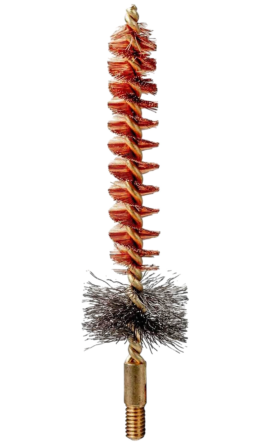 Gun bore cleaning brush with bronze bristles