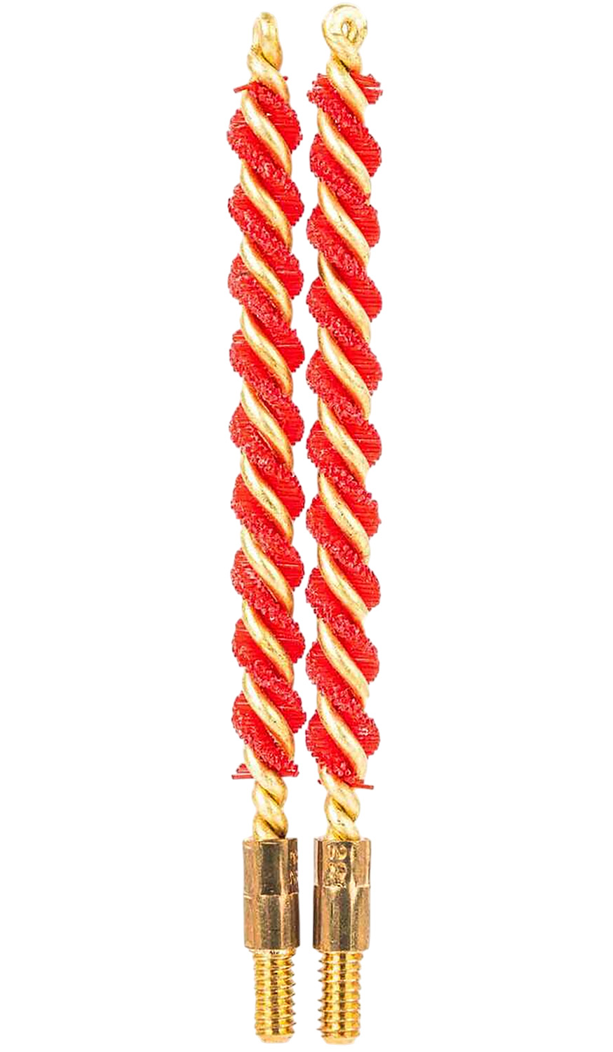 Two red and gold twisted bore brushes