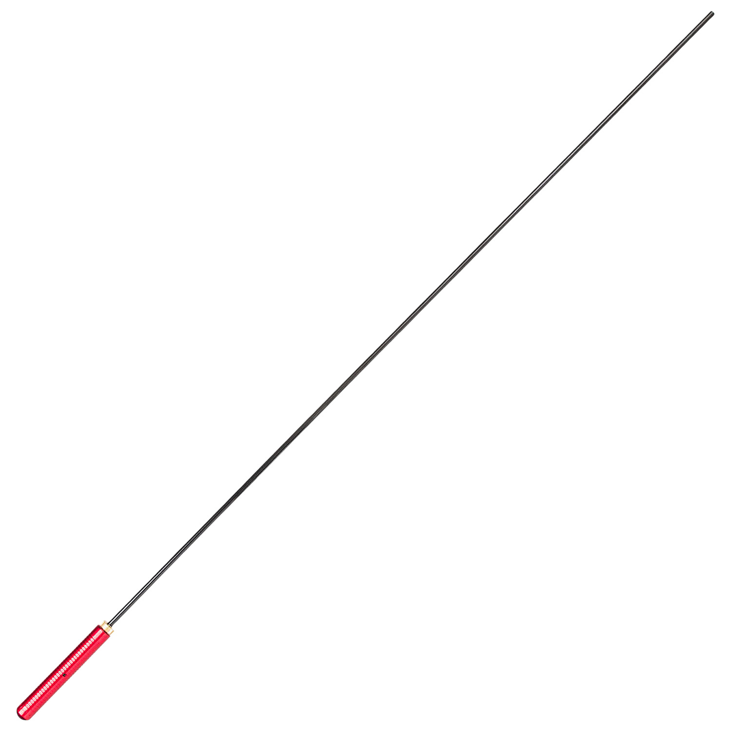 Long metal rod with red handle grip