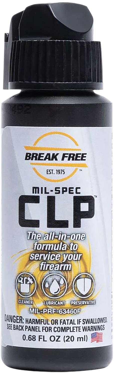 Break Free MIL-SPEC CLP firearm cleaner bottle