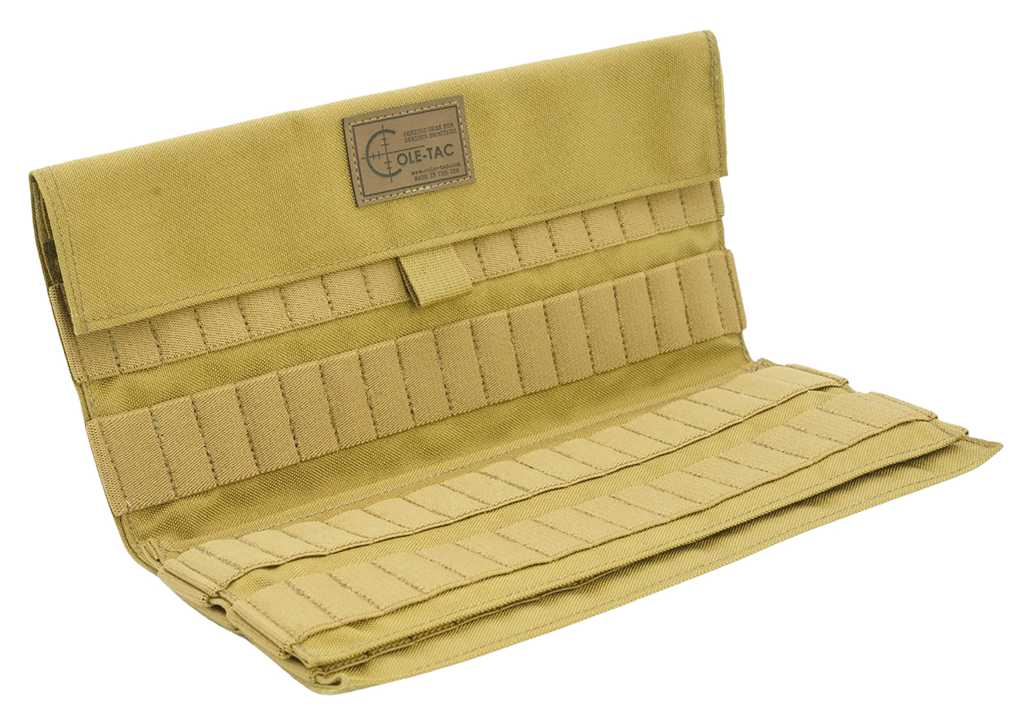 Tan tactical ammo organizer roll with elastic loops