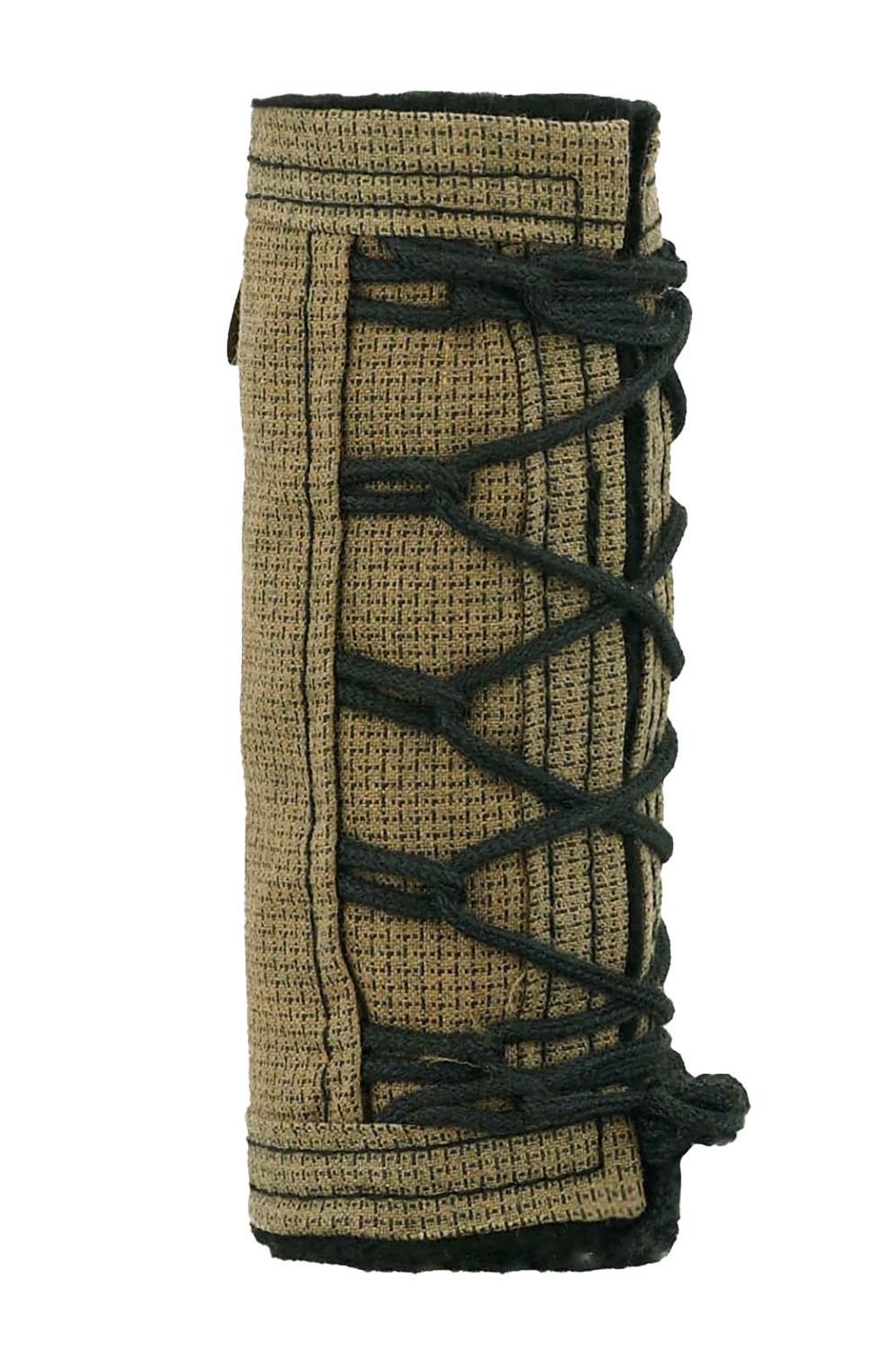 Rolled burlap journal tied with black cord