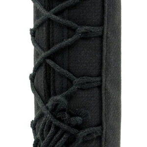 Black cylindrical suppressor cover with laced cord wrap