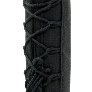 Black cylindrical device wrapped in rope and fabric