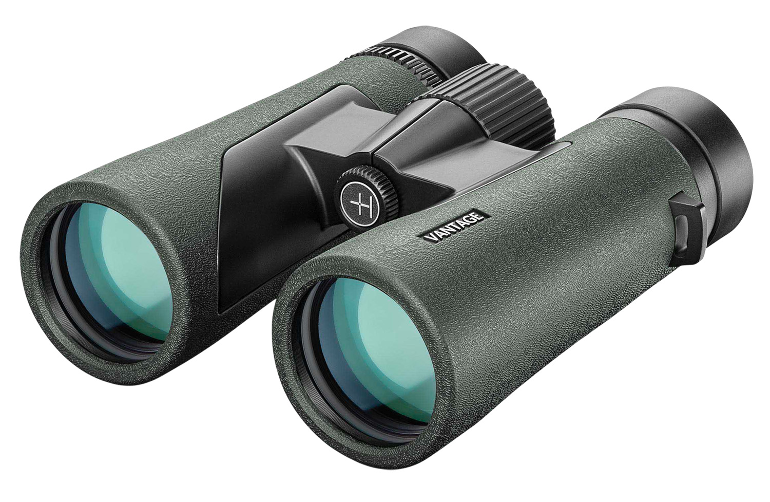 Green Vantage binoculars on white background