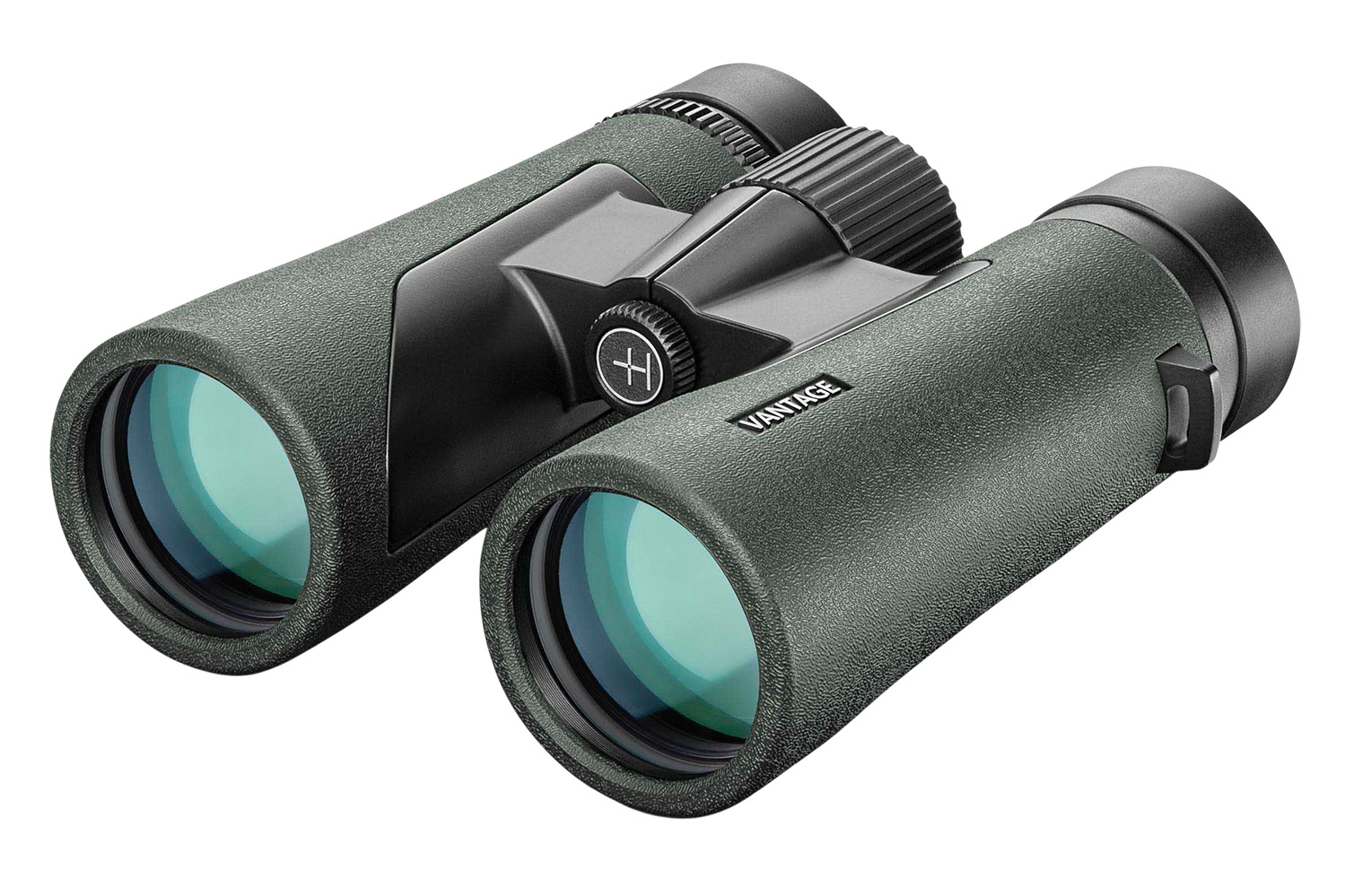 Green Vantage binoculars on white background