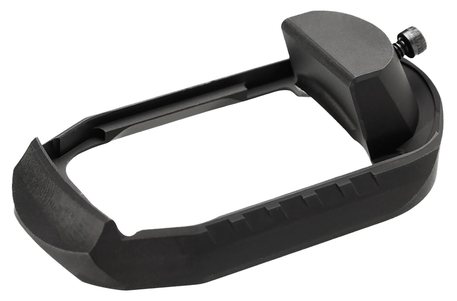Black metal D-handle with mounting screw