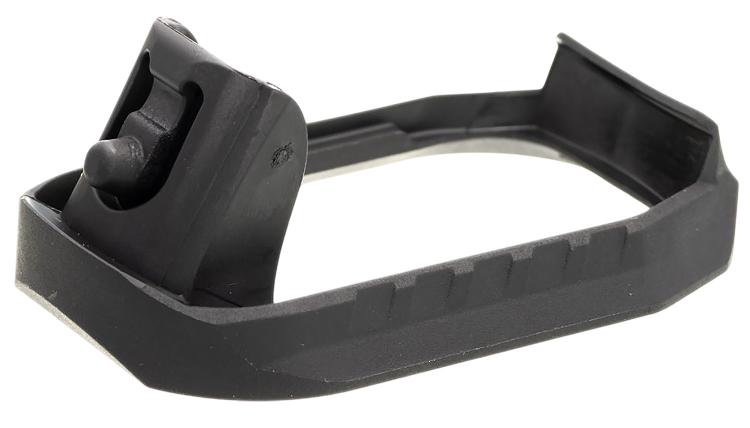 Black polymer magazine base plate with grip extension