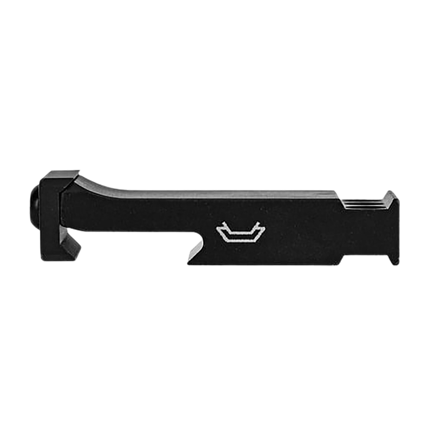 Black metal pistol slide stop lever