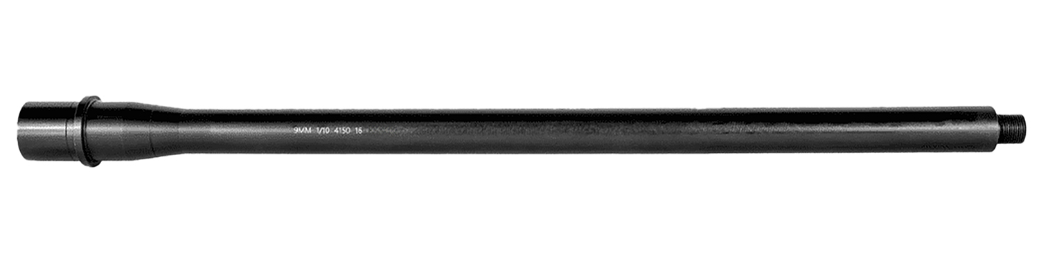 Black metal threaded gun barrel on white background