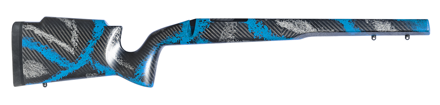 Blue and black carbon fiber rifle stock