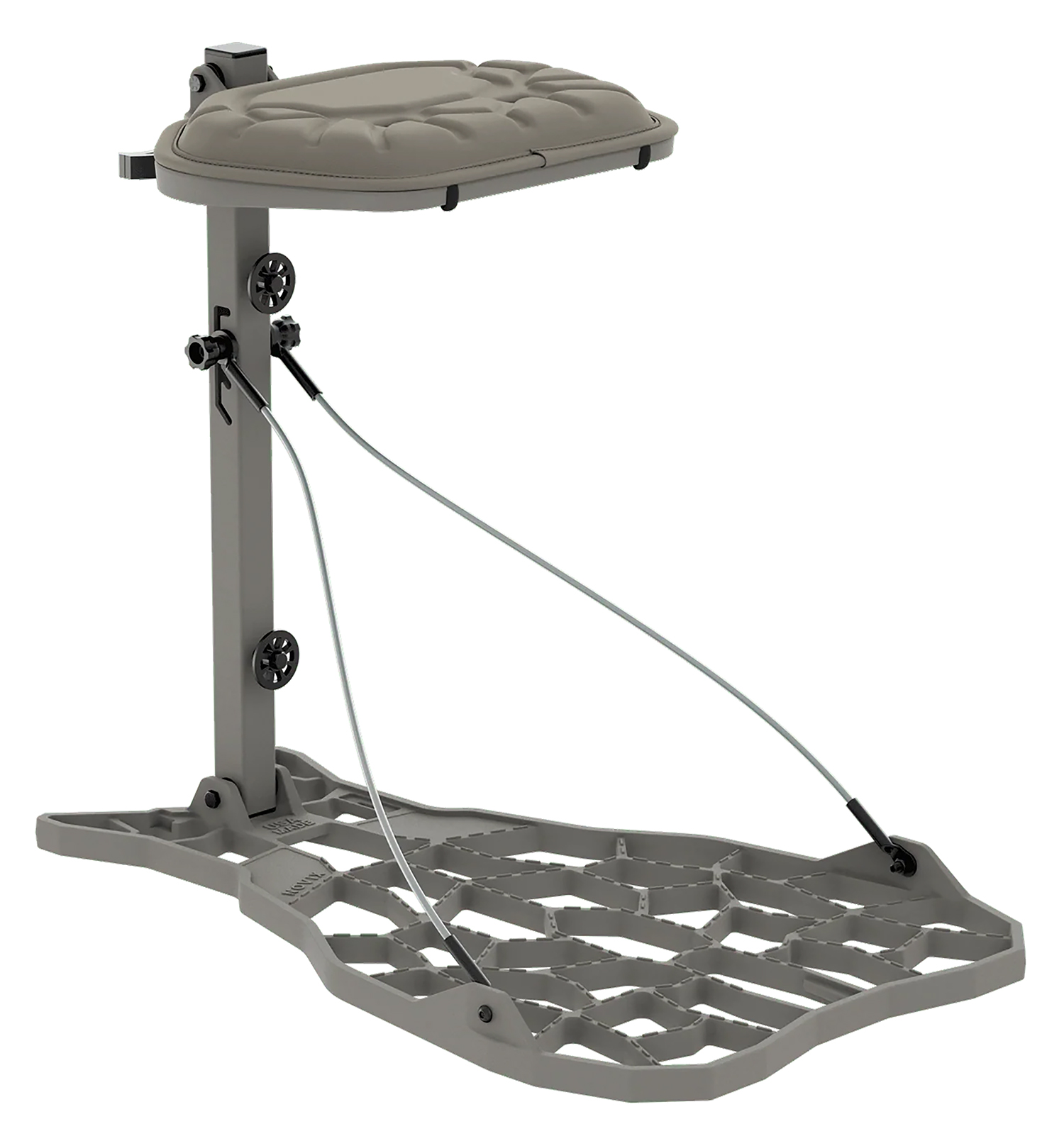 Adjustable hunting tree stand with padded seat
