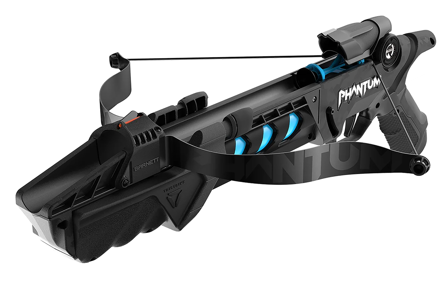 Black Barnett Hyper Phantom crossbow with blue accents