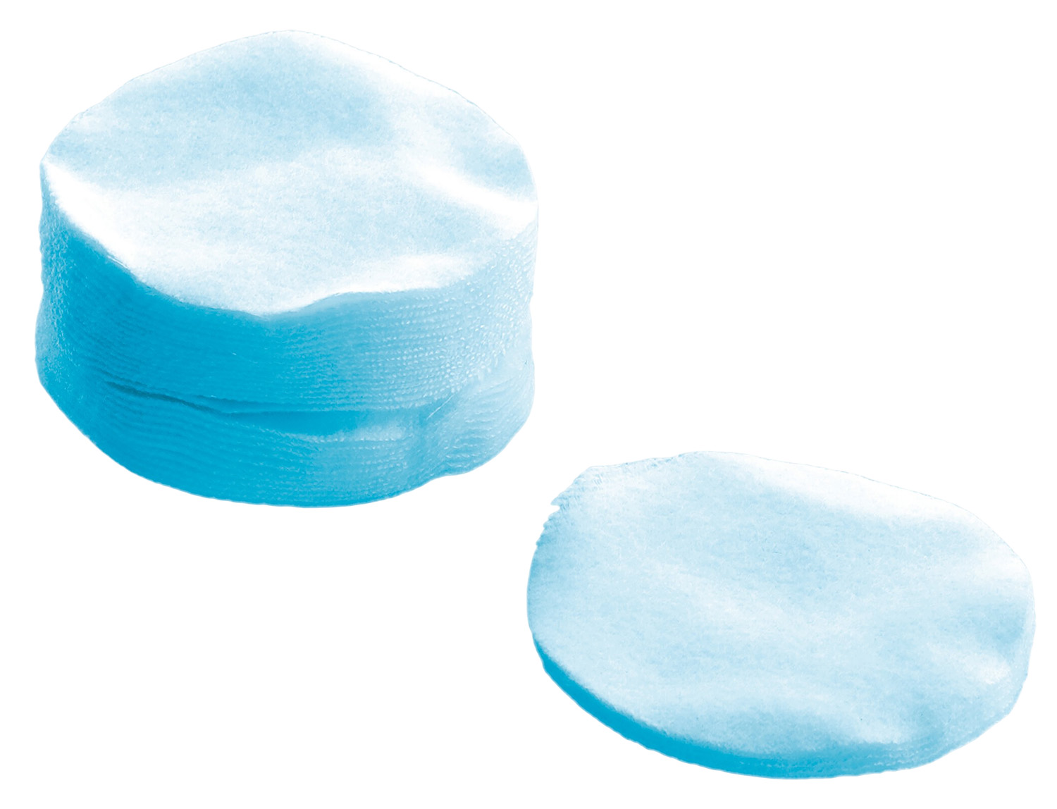 Stack of blue cosmetic cotton pads