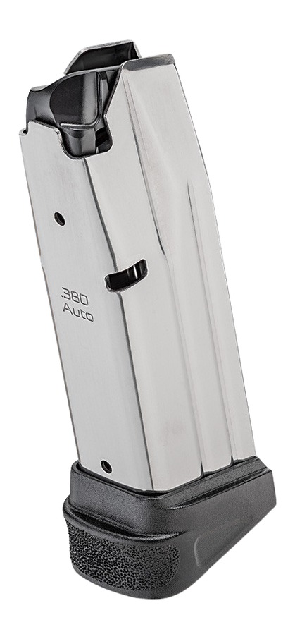 .380 Auto handgun magazine with extended base plate