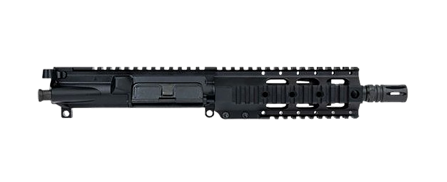 Black rifle upper receiver with handguard and muzzle device