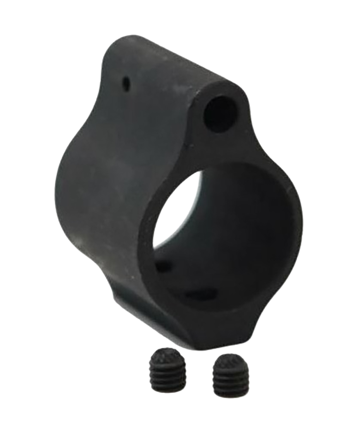 Black metal shaft collar with set screws