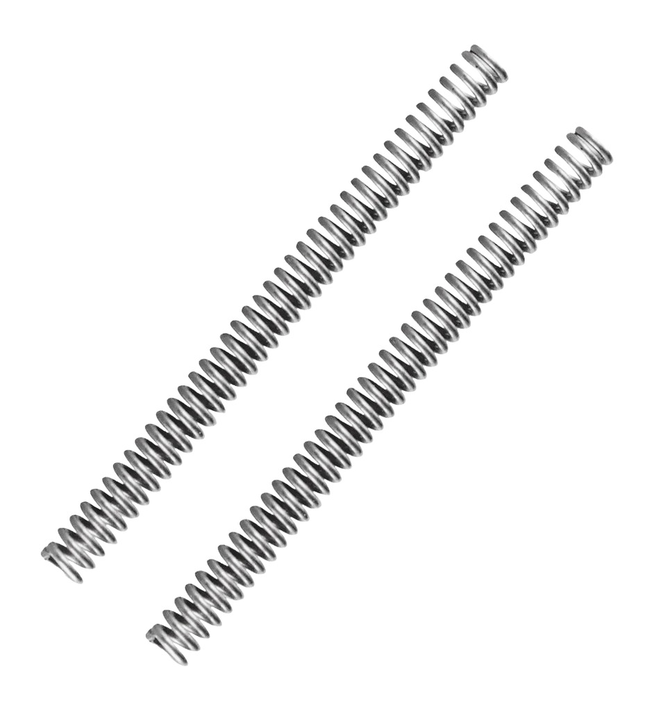 Two metal coil springs on white background