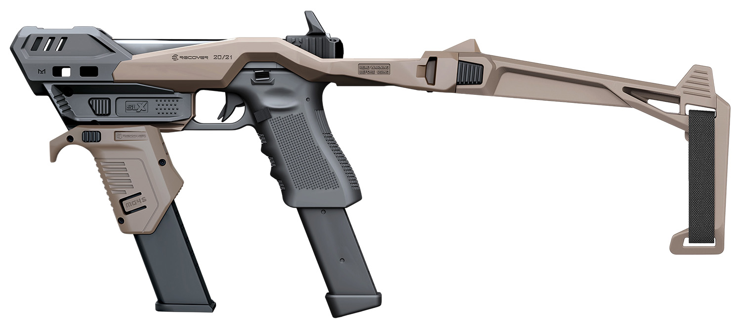 Handgun with extended magazine and stabilizing brace