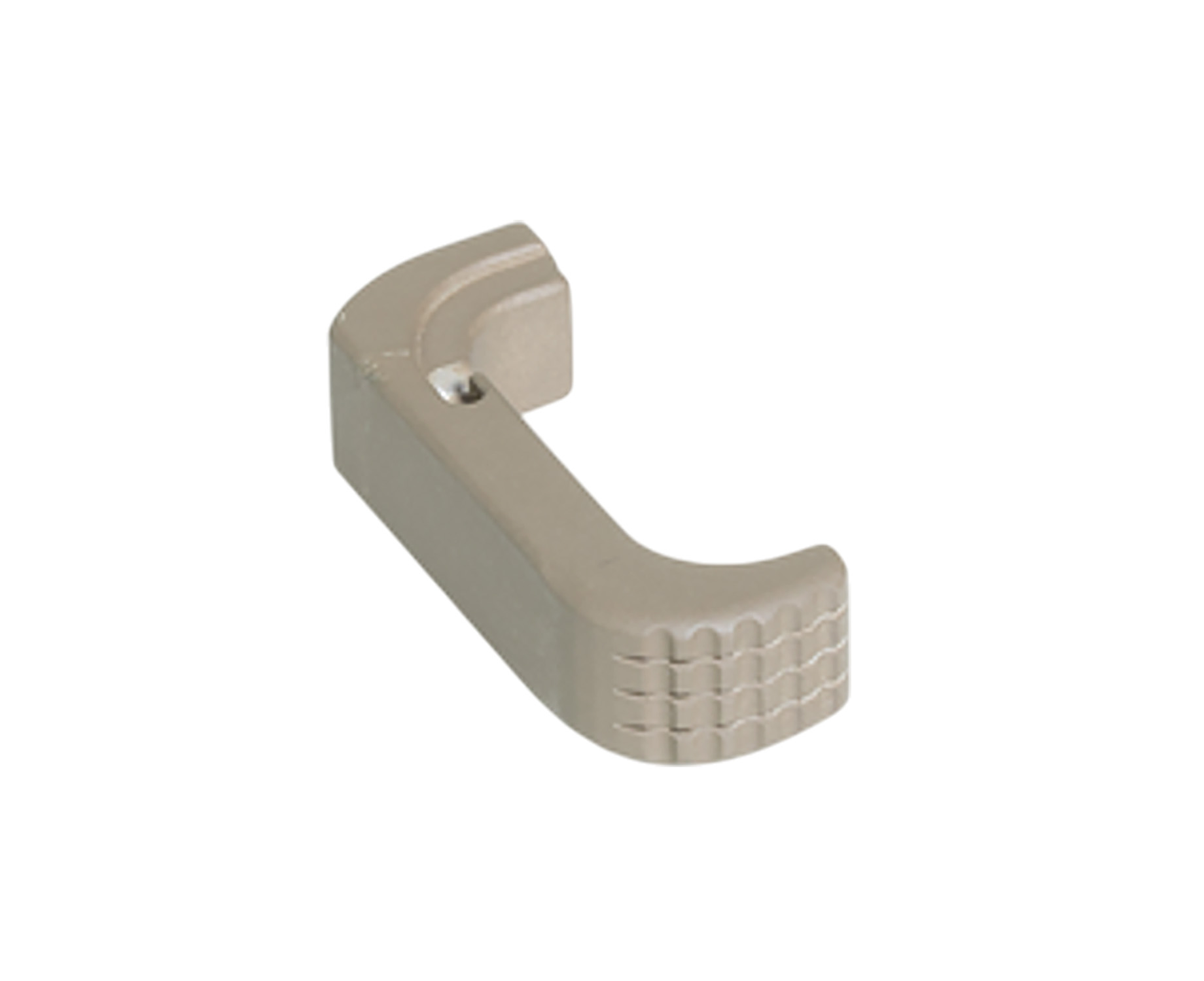 Beige plastic latch handle with textured grip