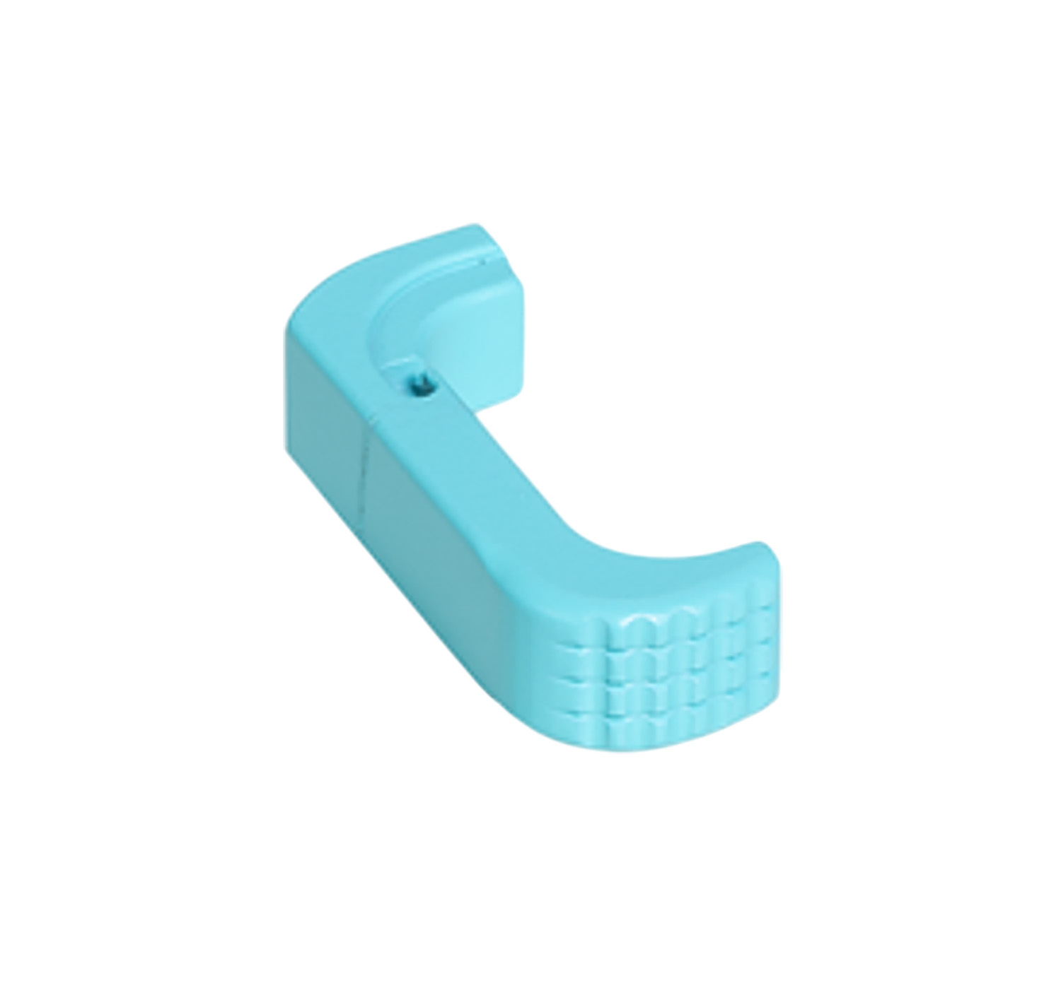 Turquoise plastic wall hook with screw hole