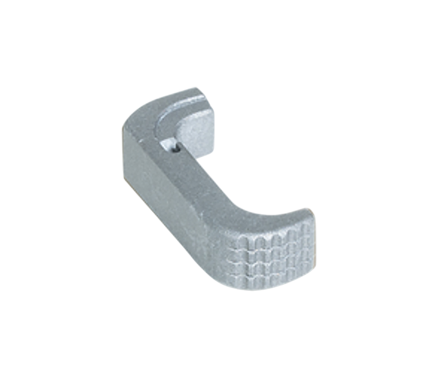 Small gray metal L-shaped hook component