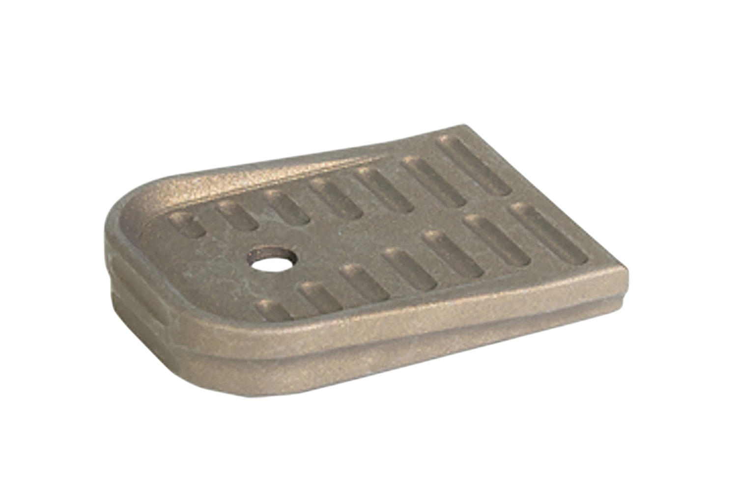 Rectangular grooved metal plate with mounting hole