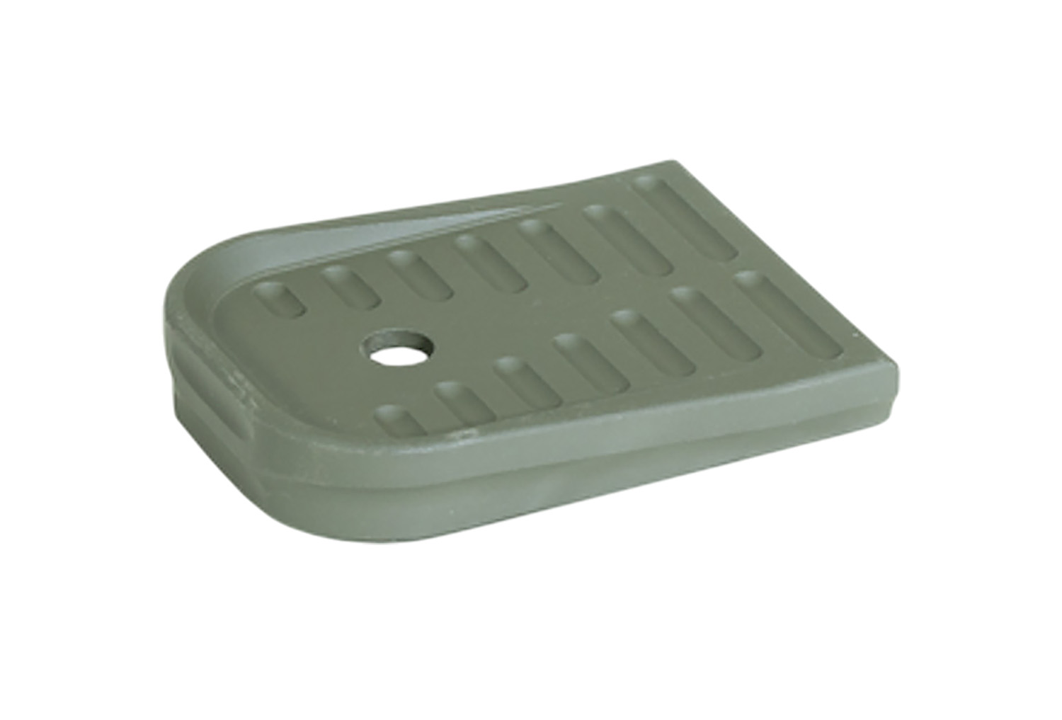 Green plastic soap dish with drainage hole