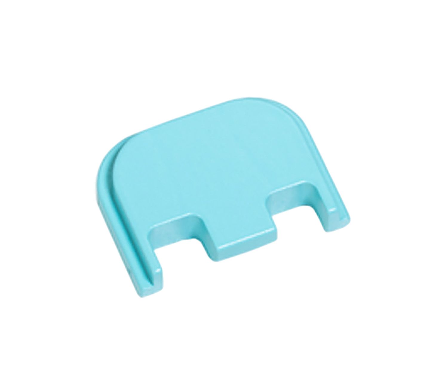 Turquoise plastic clip with two bottom notches